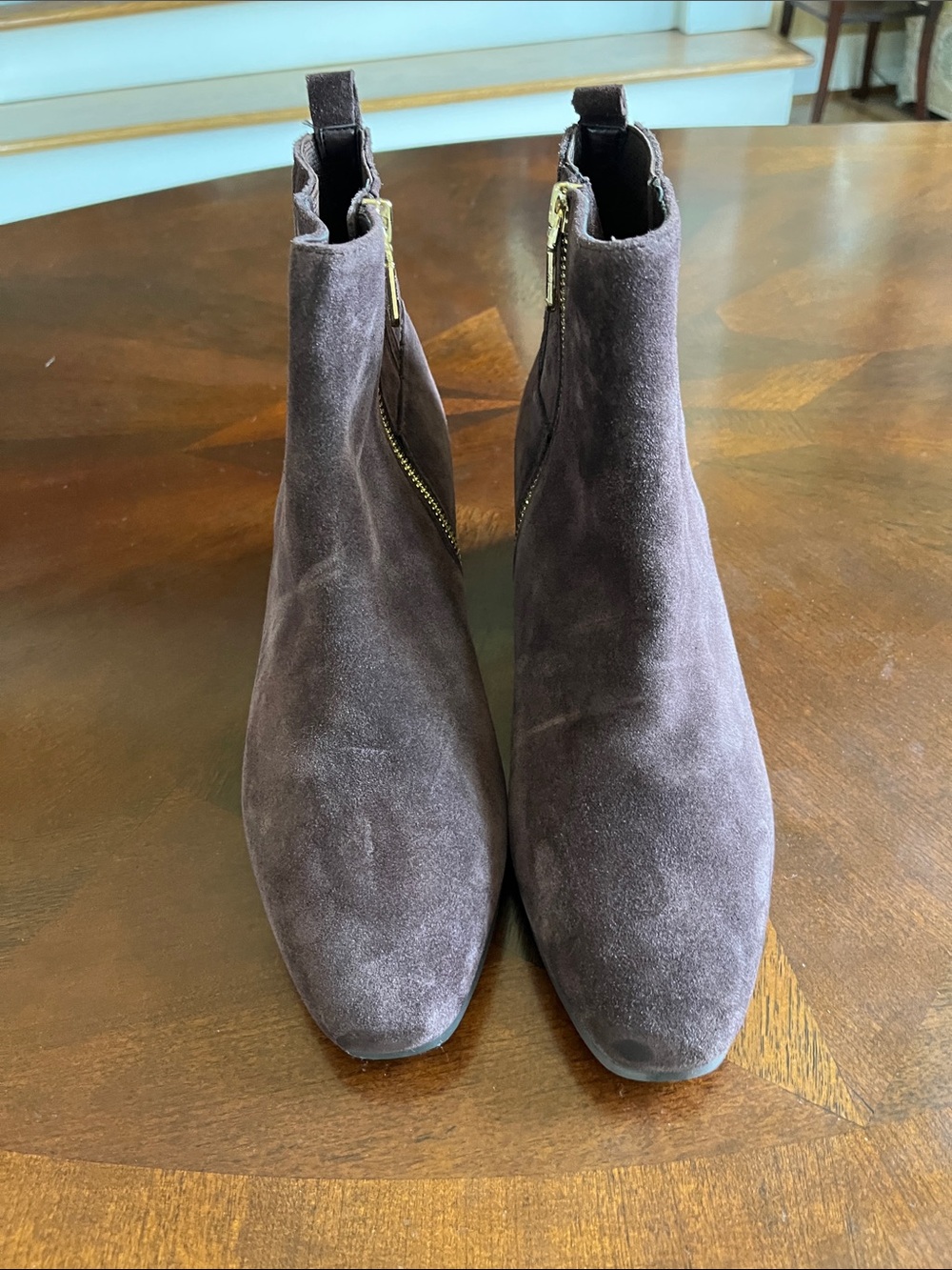 Talbots Dark Brown Suede Ankle Booties with Side Zip